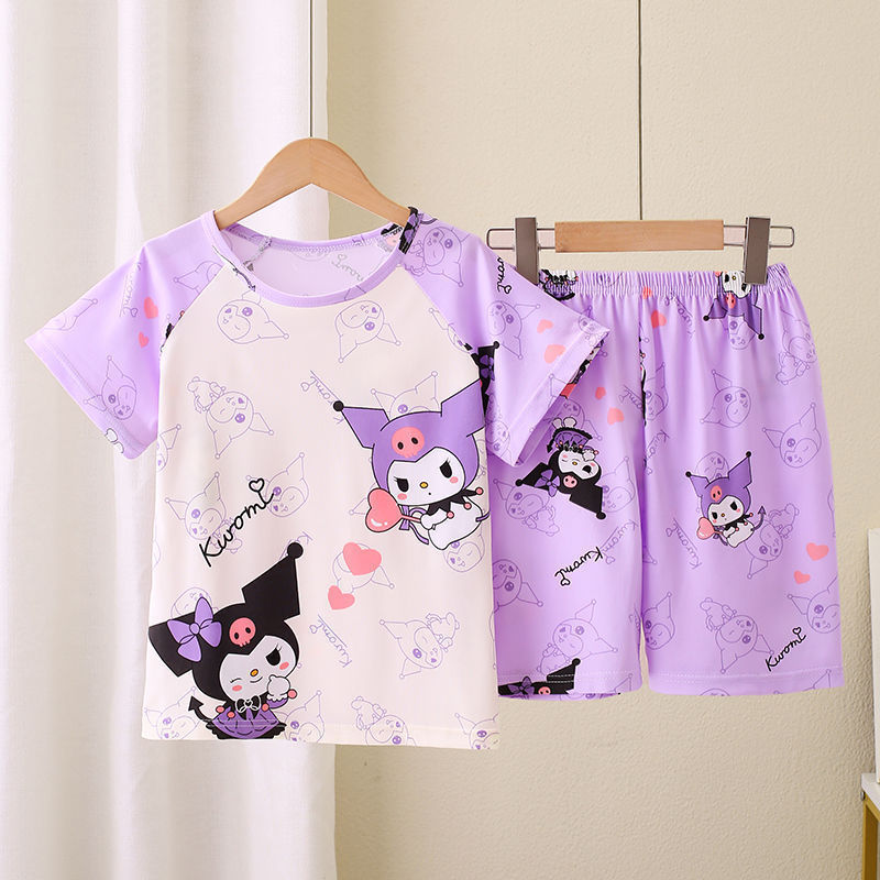 Bộ Đồ Ngủ Trẻ Em Tay Ngắn + Quần Short Bộ Hai Mảnh Mỏng Thân Thiện Với Da Loungewear Trẻ Em Loungewear Ngắn Tay Mỏng Hoạt Hình Vừa Lớn Trẻ Em Bộ Đồ Ngủ Disney ZQ