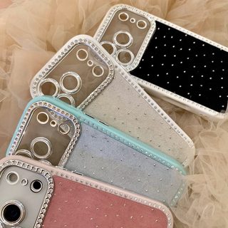 Ốp điện thoại da PU kim cương hai mặt bảo vệ toàn diện Hàn Quốc cho iPhone 17Promax 17Pro 13 14 15 16 Pro Max Vỏ điện thoại di động dành cho nữ