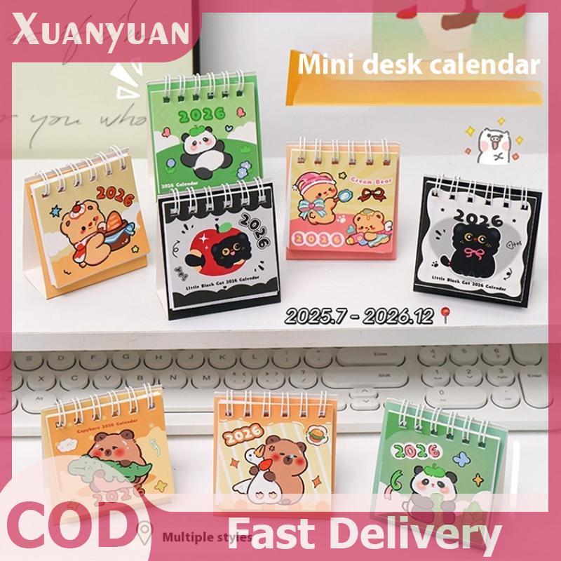 XUAN 2026 Đơn Giản Dễ Thương Họa Tiết Hoạt Hình Nhỏ Để Bàn Lịch Bỏ Túi Lịch Di Động Đấm Kế Hoạch Trang Trí Máy Tính Để Bàn VN