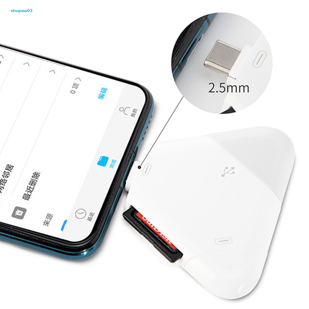 [Ky] Đầu đọc thẻ Bộ chuyển đổi thẻ nhớ TF / Micro-SD tam giác 3 trong 1 cho điện thoại di động