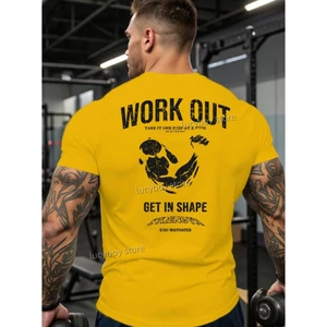 Áo Thun Thể Thao Nam Tee Tay Ngắn Cổ Tròn In Hình Tập Gym