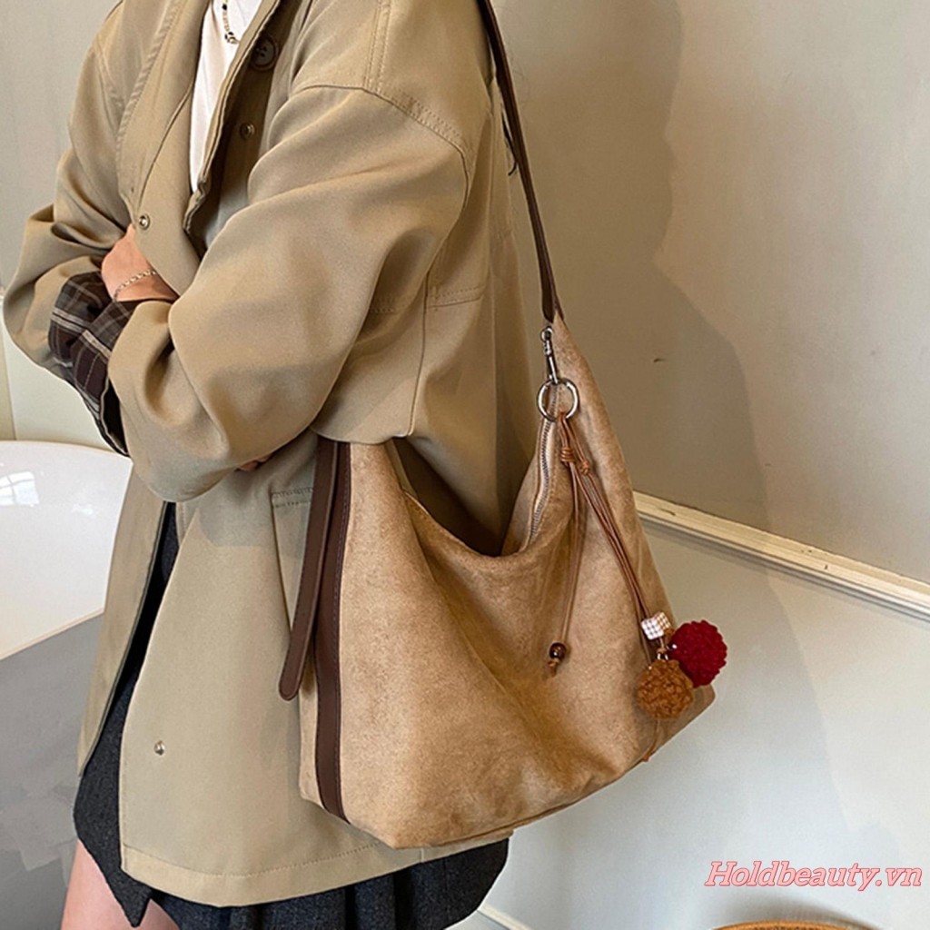 Túi Tote nguyên khối cổ điển dành cho nữ Ví đeo vai lớn thông thường có dây kéo cho du lịch văn phòng hàng ngày