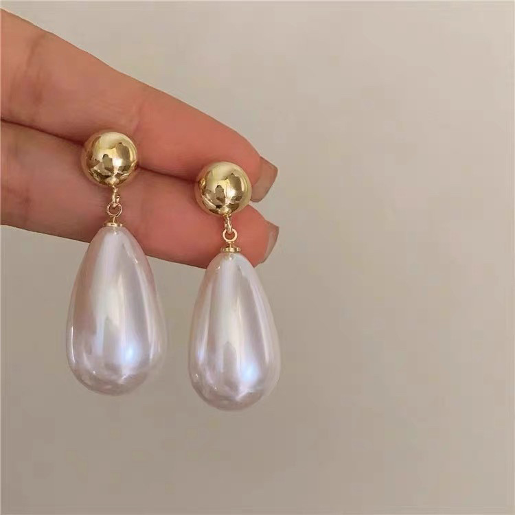 Retro Hồng Kông Giọt Nước Ngọc Trai Bông Tai Đơn Giản, Phù Hợp Với Váy Cưới Cô Dâu