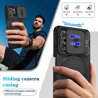 Dành cho Motorola Moto G 5G 2025 / G Play 5G 2026 / G Power 2025 / G Stylus 2025 Ốp điện thoại có nắp máy ảnh trượt Chân đế phía sau từ tính Vỏ mỏng chống sốc