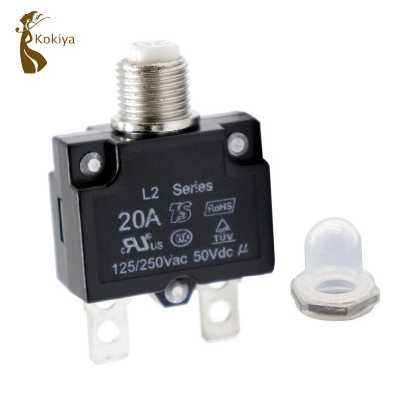 Bộ ngắt mạch 125 / 250V 50V DC 20Amp Cầu chì công tắc quá tải có thể đặt lại