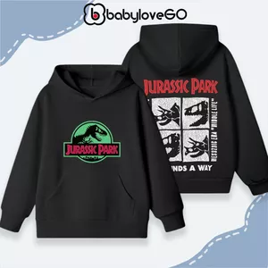 Áo nỉ cho bé trai BabyloveGO BST áo hoodie ấm áp có túi và mũ in hình Khủng Long cho bé trai 1-10 tuổi