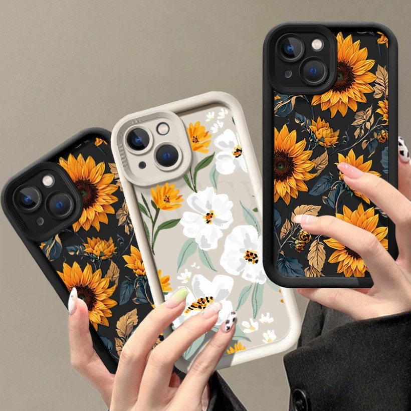 Tương thích với Realme C71 C67 C65 C51 C53 C55 C35 C33 C30 Note 70 70T 50 Hoa Hướng Dương Thời Trang Silicone Bìa Mềm