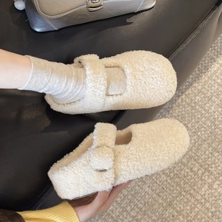 Dép Nữ Mũi Tròn Dày Gót Chân Sang Trọng Giữ Ấm