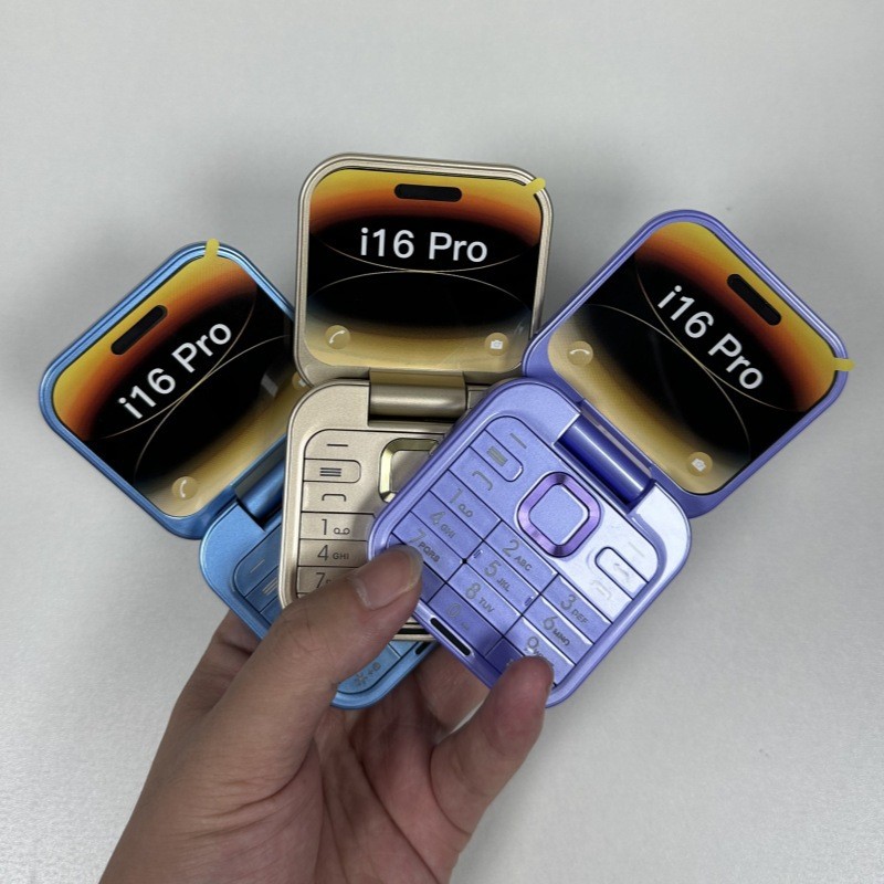 Điện thoại lật mini xuyên biên giới i16 pro Điện thoại lật Thẻ kép 2G Nút Mini Ngoại thương Điện thoại di động Bán buôn