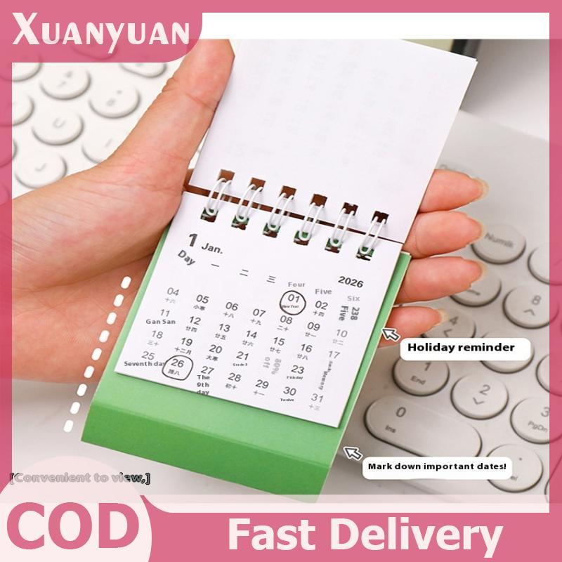 XUAN 2026 Đơn Giản Dễ Thương Họa Tiết Hoạt Hình Nhỏ Để Bàn Lịch Bỏ Túi Lịch Di Động Đấm Kế Hoạch Trang Trí Máy Tính Để Bàn VN