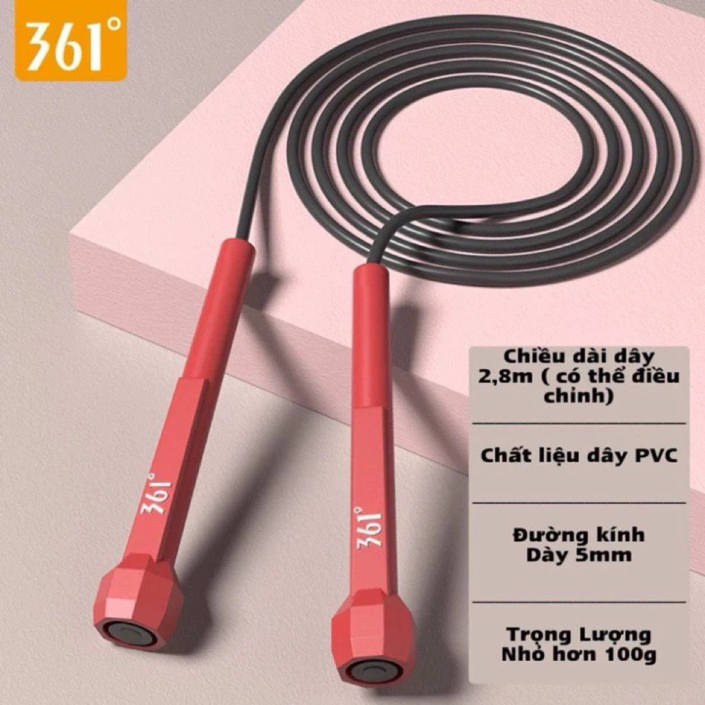 Dây Nhảy PVC 361 Chất Lượng Cao Giúp tập luyện tăng Cường Sức Khoẻ +( Tặng Kèm 1 tui đựng dây và đôi tất )
