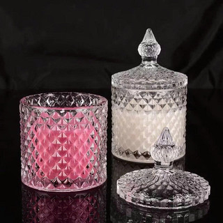 Hũ/Cốc Thủy Tinh Kim Cương Đựng Nến, Sáp Thơm Handmade, Kẹo, Trà, Mứt, Đồ Trang Trí.. - TG1030-2.5