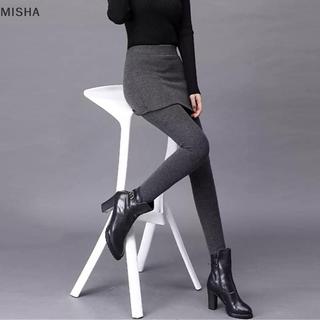 Misa Quần Legging Nữ Giả Hai Miếng Váy Quần Co Giãn Eo Ấm Áp Ôm Váy Legging
