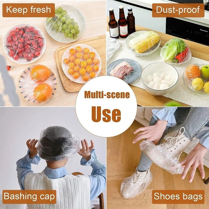 100 / 200 / 300 Chiếc Nhà Bếp Dùng Một Lần Co Giãn Thực Phẩm Bám Phim Bao / Tủ Lạnh Giữ Tươi Túi Phim Căng
