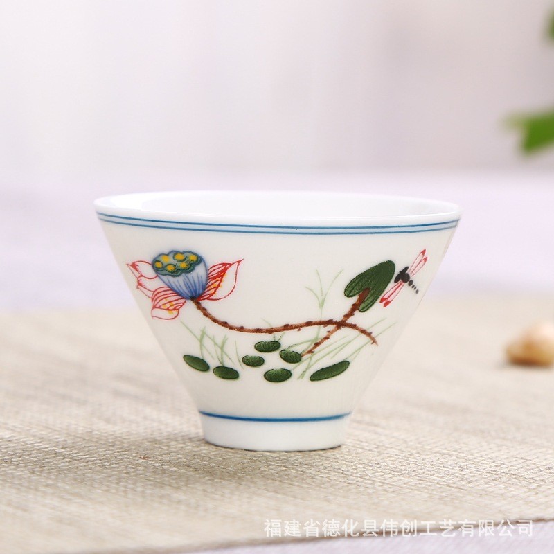 Chén Sứ Cảnh Đức Dùng Thưởng Trà Bằng Sứ Thanh Khiết Thấu Quang Dung Tích 50 ml