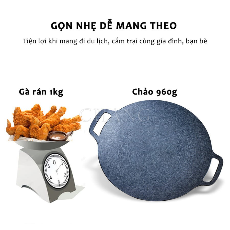 Chảo Đá Nướng Không Dầu Hàn Quốc Size 34cm, Chảo Nướng Đa Năng Chống Dính Chống Gỉ ( CHẢO TRƠN)