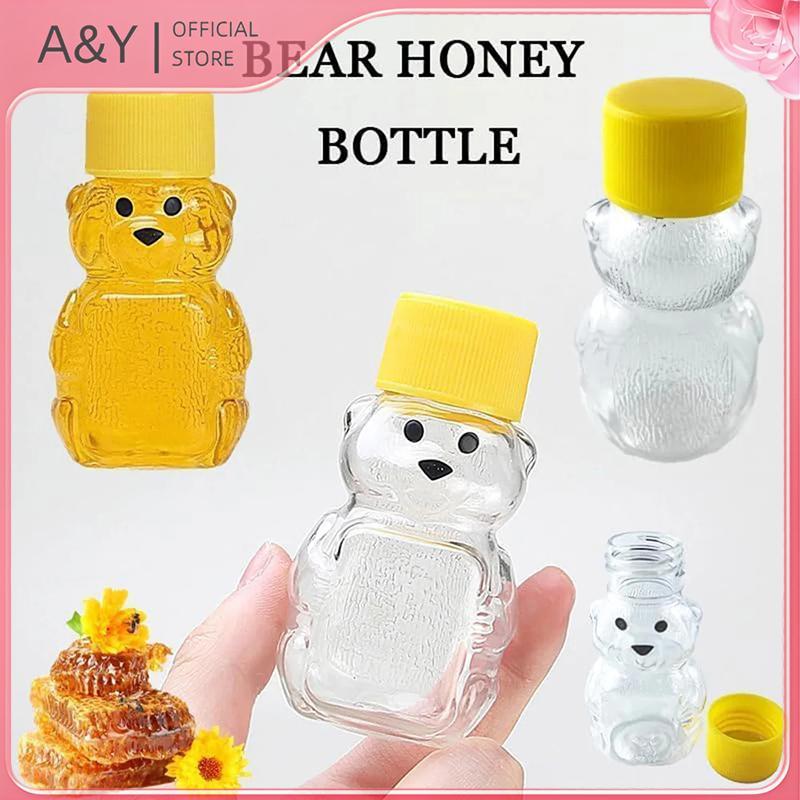 A & Y 20 Chai nước ép gấu hoạt hình dùng một lần bằng nhựa trong suốt, Chai phân phối dung tích nhỏ, Chai mật ong 60ml.