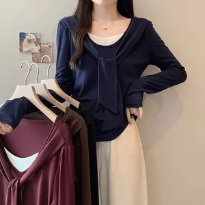 Áo thun dài tay nữ thời trang xuân thu, thiết kế gọn gàng