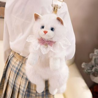 FASHIONEXPRESS Ba lô mèo rối mô phỏng, Động vật nhồi bông Túi đi học mèo sang trọng siêu thực tế, Bảo quản du lịch hoạt hình mẫu giáo Động vật dễ thương Túi sang trọng bé trai bé gái