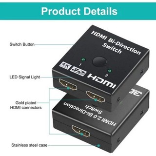 Bộ chia HDMI hai chiều 4K Bộ chia HDMI 1 trong 2 ra Bộ chuyển đổi HDMI 2 trong 1 Out Ultra HD 4K