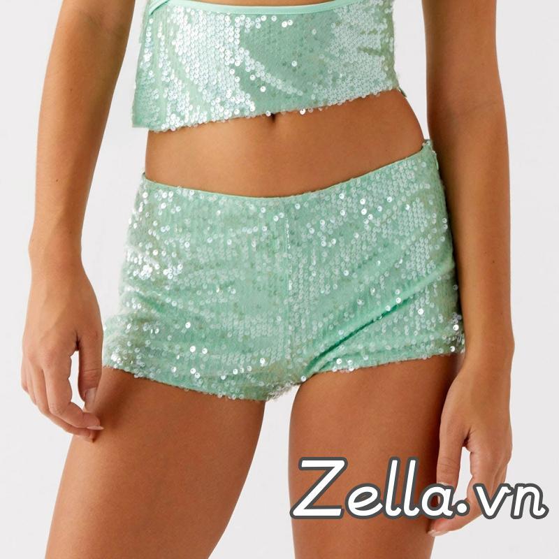 Quần Short Sequin Eo Thấp Form Slim-Fit Phù Hợp Mặc Mùa Hè Và Dự Tiệc