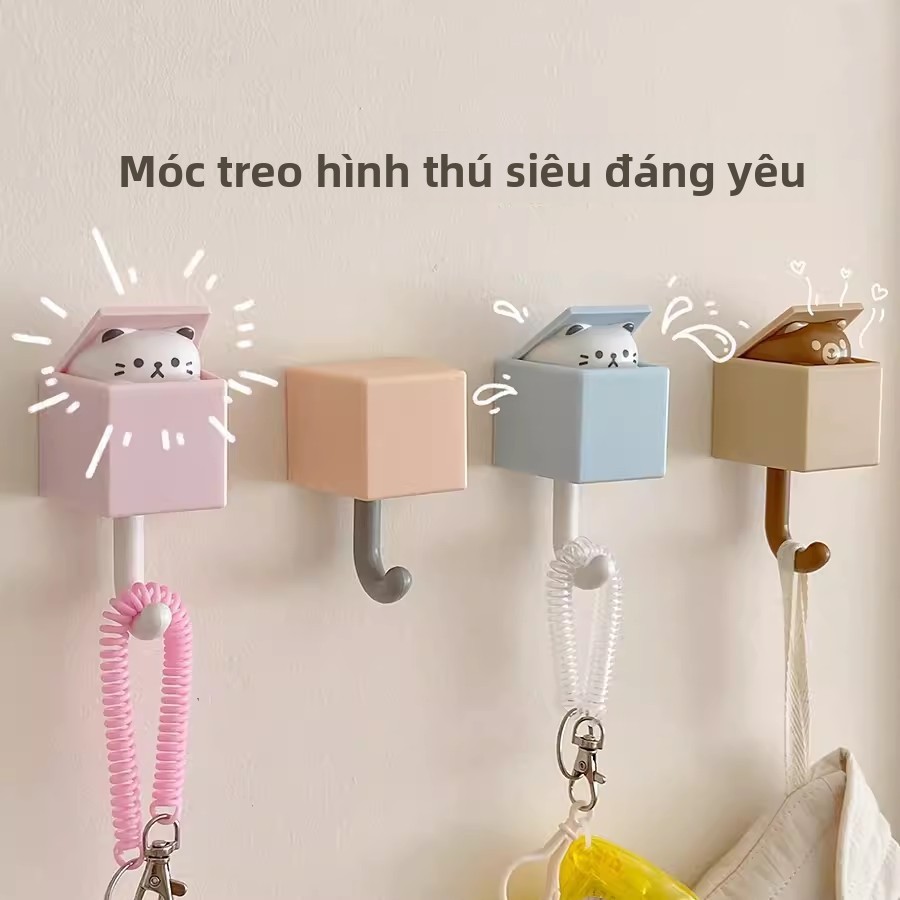 Hoạt Hình Mèo Dễ Thương Móc Treo Tường Liền Mạch, Có Thể Thu Vào Sáng Tạo-IN Phong Cách Trang Trí Phòng Ngủ Phụ Kiện