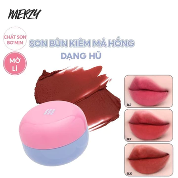 Son Kem Bùn kiêm Má Hồng Mờ Lì, Mịn Mượt Như Bơ Dạng Hũ Merzy Blurry Lip Mousse 6g