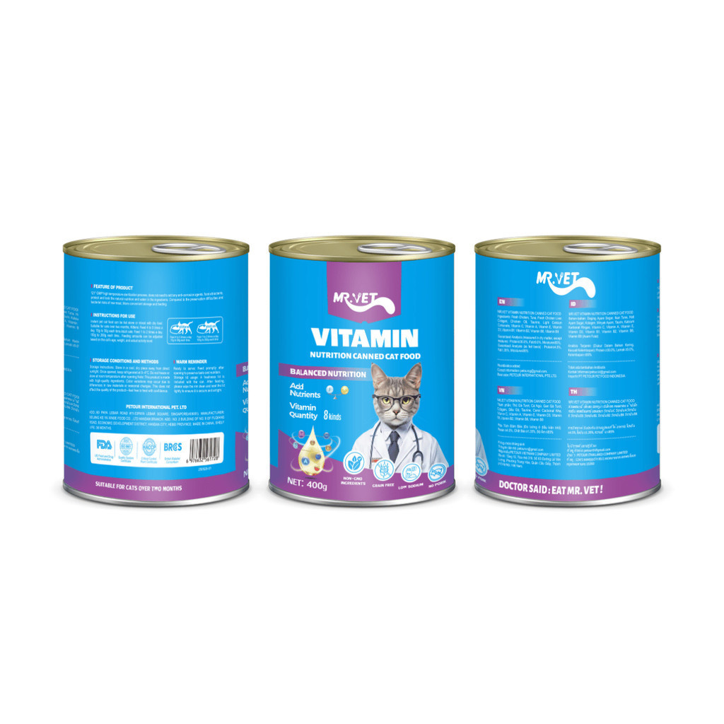 [400g] Pate Cho Mèo MR.VET Nutrition Series- Dưỡng Lông Mượt, Bổ Sung Vitamin, Tăng Cường Miễn Dịch
