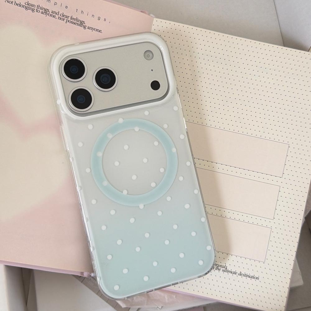 Ốp Lưng Cứng Tương Thích Với iPhone 13 14 14Pro 14ProMax 15 15Pro 15ProMax 16 16Pro 16ProMax 17 17Pro 17ProMax 17Air Gradient Blue Wave Point Pattern Magnet Case