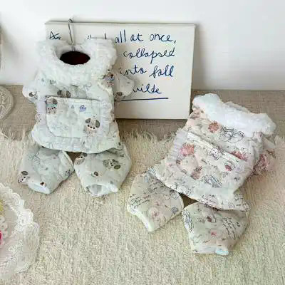 Hoạt Hình Nhà Thú Cưng Quần Áo Bốn Chân Mùa Đông Lông Cừu Ấm Áp Teddy Bichon Chó Mèo Quần Áo
