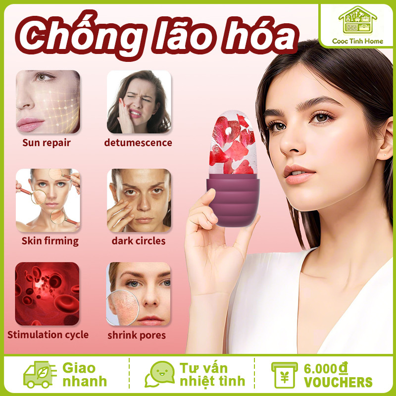 Lăn Đá Massage Mặt Silicon, Giúp Nâng Cơ - Giảm Sưng, Làm Mát Da, Dụng Cụ Chăm Sóc Da Tái Sử Dụng Hiệu Quả