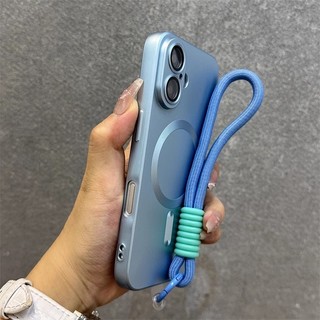 (Có Dây Buộc) Cho iPhone17 16 Pro Max 15 14 11 12 13 Pro Max Plus Vỏ Matte Từ Tính Full Camera Ống Kính Phim Bảo Vệ Thẩm Mỹ Mềm Chống Sốc Silicon