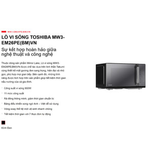 Lò vi sóng mặt gương Toshiba MW3-EM26PE(BM)VN 26 lít - Bảo Hành 12 Tháng