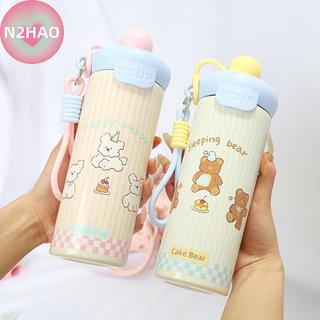 N2HAO Hoạt Hình Di Động Cốc Hút Chân Không Dung Tích Cao Có Dây Nâng 316 Thép Không Gỉ Cốc Chai Nước Cách Nhiệt Bé Trai Và Bé Gái n