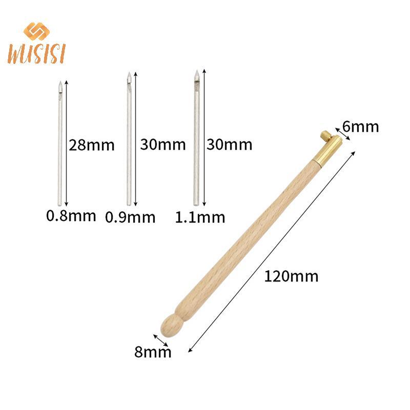 [WUSISI] Kim thêu Tambor Móc móc Luneville Tay cầm có 3 kim Bộ S Couture Luneville Long lanh Đính cườm Dụng cụ thêu MỚI
