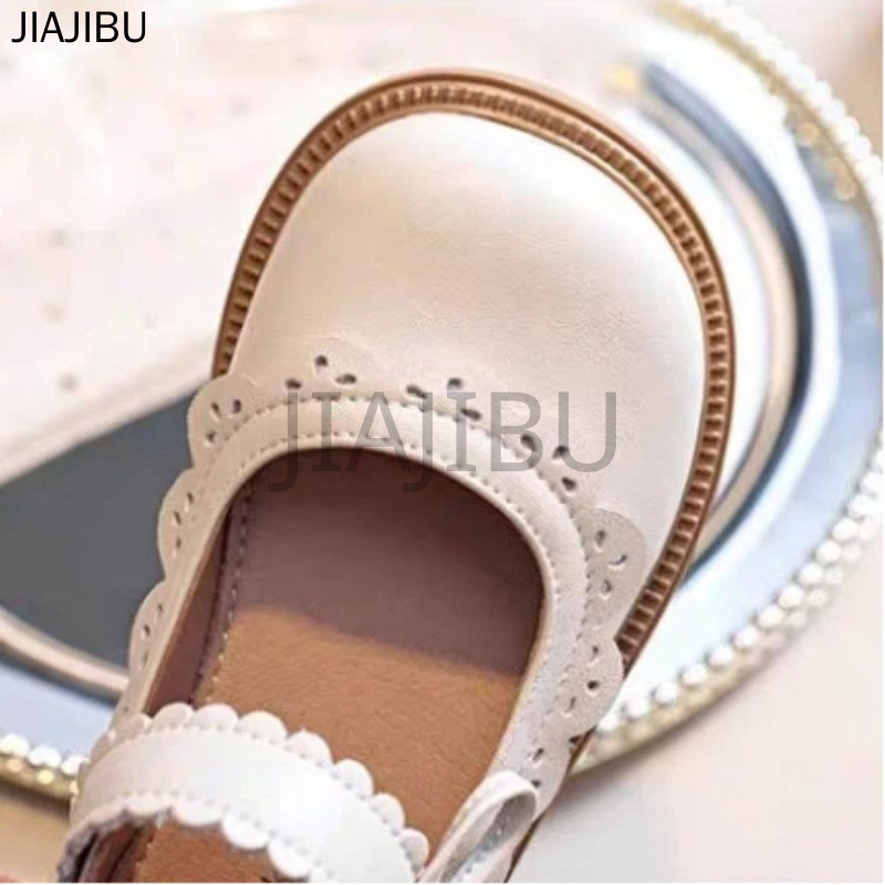 Giày Lolita Đế Mềm Kiểu Công Chúa Pháp Dễ Thương Cho Bé Gái Korean Fashion Kids Casual Platform Mary Jane Doll Shoes Giày Da Mũi Tròn Chống Trượt Kiểu Anh Gót Dày Màu Be/đen Dùng Để Đi Học Giày Bệt Kiểu Pháp Cổ Điển