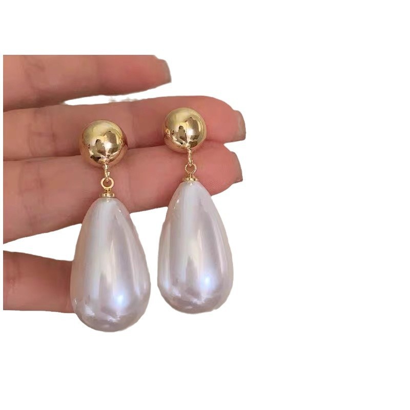 Retro Hồng Kông Giọt Nước Ngọc Trai Bông Tai Đơn Giản, Phù Hợp Với Váy Cưới Cô Dâu