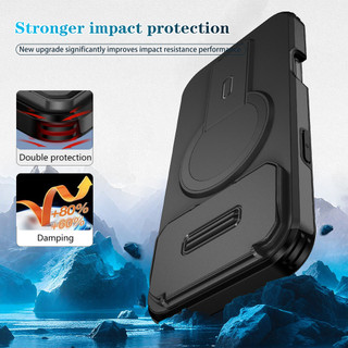 Dành cho iphone 17 Pro Max Ốp điện thoại có nắp máy ảnh trượt Chân đế từ tính Vỏ mỏng chống sốc