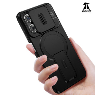 Dành cho Motorola Moto G 5G 2025 / G Play 5G 2026 / G Power 2025 / G Stylus 2025 Ốp điện thoại có nắp máy ảnh trượt Chân đế phía sau từ tính Vỏ mỏng chống sốc
