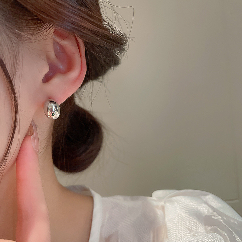 Bông Tai Hình Bầu Dục Mạ Điện Bóng - Sang Trọng Thanh Lịch