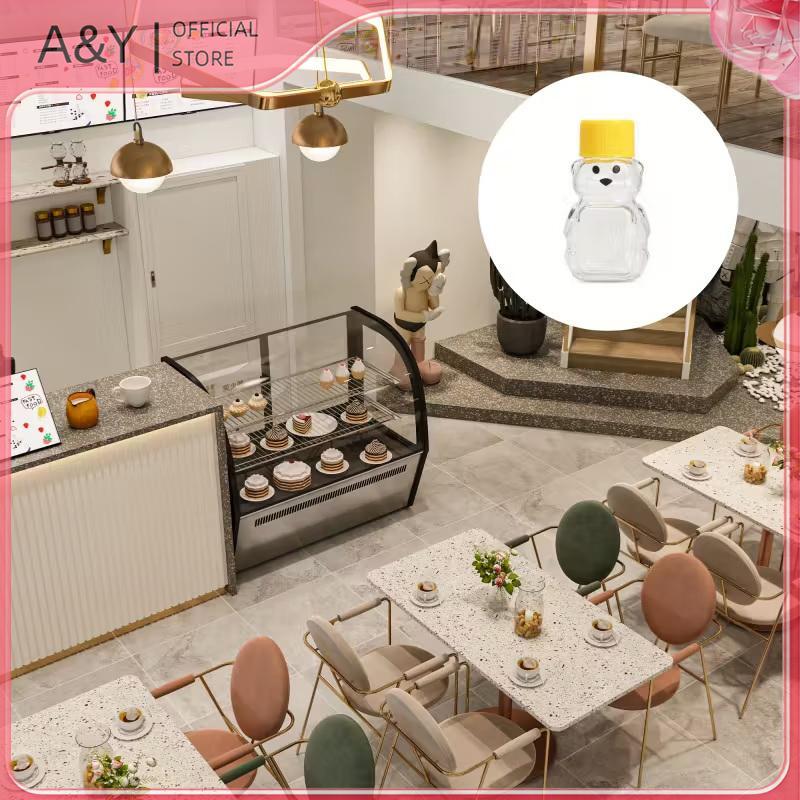A & Y 20 Chai nước ép gấu hoạt hình dùng một lần bằng nhựa trong suốt, Chai phân phối dung tích nhỏ, Chai mật ong 60ml.