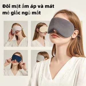 MiraLife Bịt mắt ngủ 2 mặt, miếng che mắt ngủ cao cấp 2 mặt ấm mát có có quai đeo điều chỉnh
