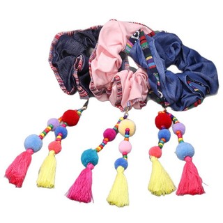 Scrunchy Handmade Phong Cách Dân Tộc, Nhiều Màu Sắc, Thích Hợp Cho Đuôi Ngựa và Tai Lúa Mì