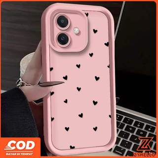 Thích hợp cho OPPO A5X A5i A6 PRO A5 5G A3 A3X A18 A17 A60 A38 A79 A3 Pro A57 A77S A58 A7 A5S A12 F9 Pro A78 A17K Ốp Điện Thoại TPU Chống Sốc Trái Tim Đen Thời Trang