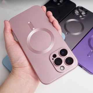 Ốp nam châm mạ sang trọng mới cho iPhone 11 12 13 14 15 16 17 Pro Max mẫu mới có màng bảo vệ ống kính 11 Pro Max mạ điện tiên tiến Tím mờ