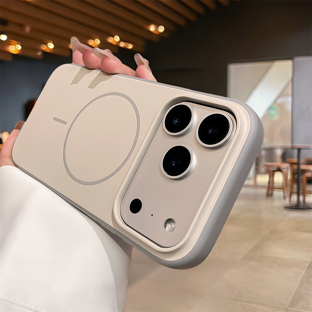 Ốp điện thoại từ tính họa tiết da đơn giản cho iPhone 17 Pro Max 16 12 13 14 15 pro max Air 15 16 plus Bảo vệ ống kính chống rơi Vỏ cứng bảo vệ điện thoại