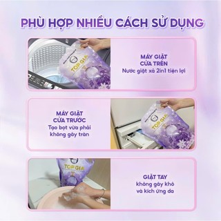 Nước Giặt Xả Topgia 2L 2in1,Thơm Lâu 72H, Sạch Vết Bẩn, Dịu Nhẹ Cho Da, Hương Đắm Say Hoa Nắng, Giặt Máy,Giặt Tay
