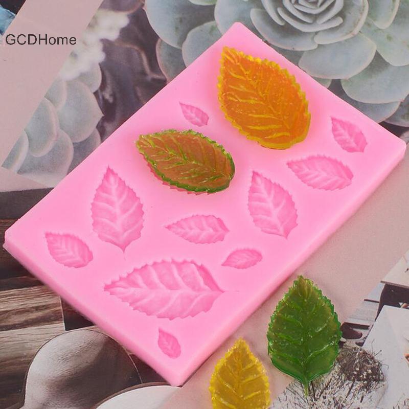 GCDHome Lá Hoa Hồng Khuôn Silicon Fondant Lá DIY Trang Trí Bánh Dụng Cụ Socola Kẹo HOT