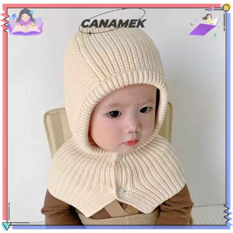CANAMEK Mùa Đông Trẻ Em Khăn Mũ Thời Trang Sọc Đan Mũ Bảo Vệ Tai Trẻ Em Balaclava Mũ Đội Đầu 1-6 Tuổi Bé Có Mũ Trùm Đầu Bò CSF