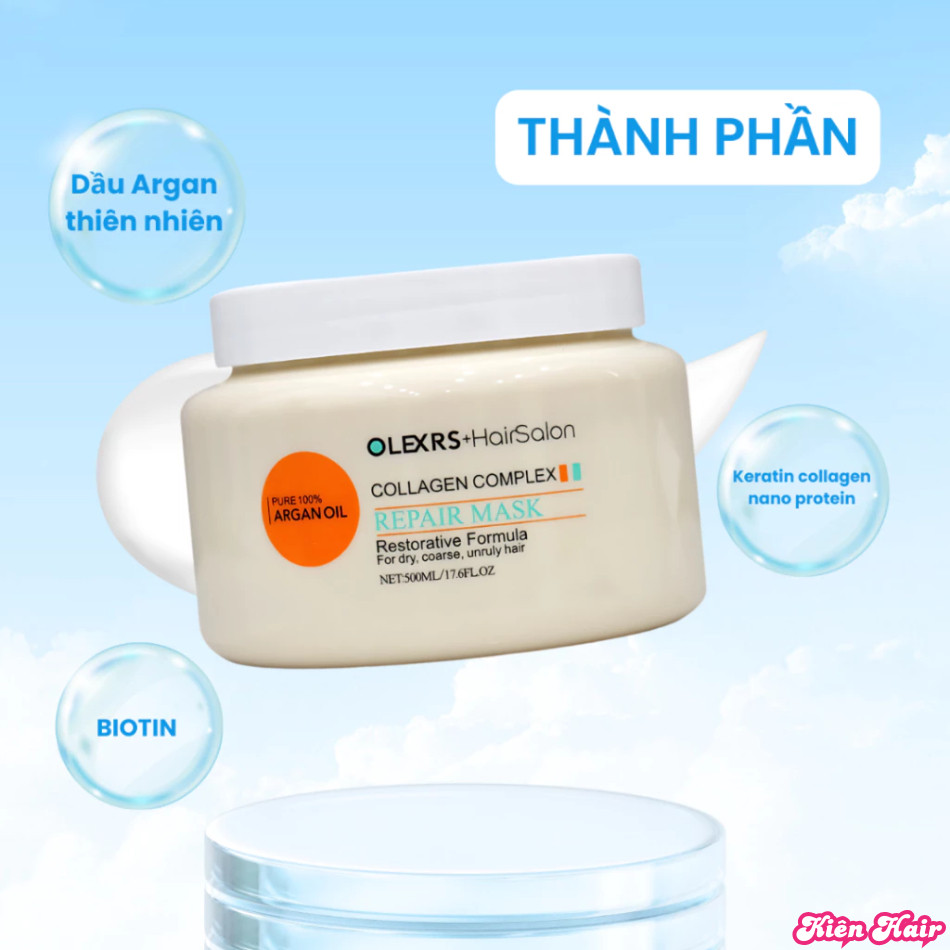Kem Ủ Phục Hồi Tóc, Chống Gãy Rụng Olexrs Collagen Anh 500ml | Trunghair